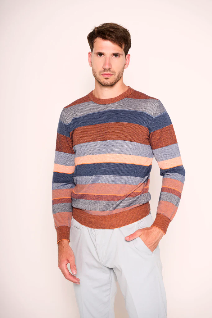 Maglione uomo con girocollo rigato