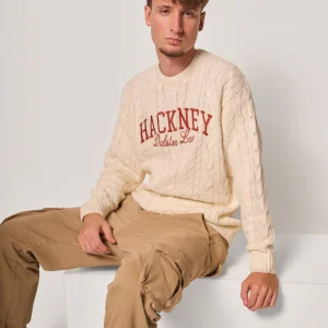 Maglione a trecce con scritta