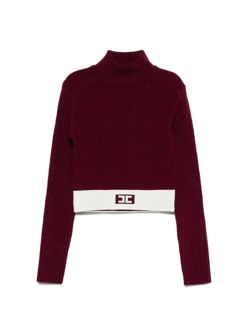 MAGLIONCINO BORDEAUX CON BANDA BIANCA LOGATA ELISABETTA FRANCHI