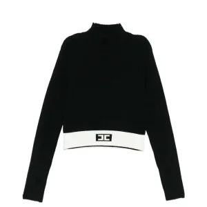 MAGLIONCINO NERO CON BANDA BIANCA LOGATO ELISABETTA FRANCHI