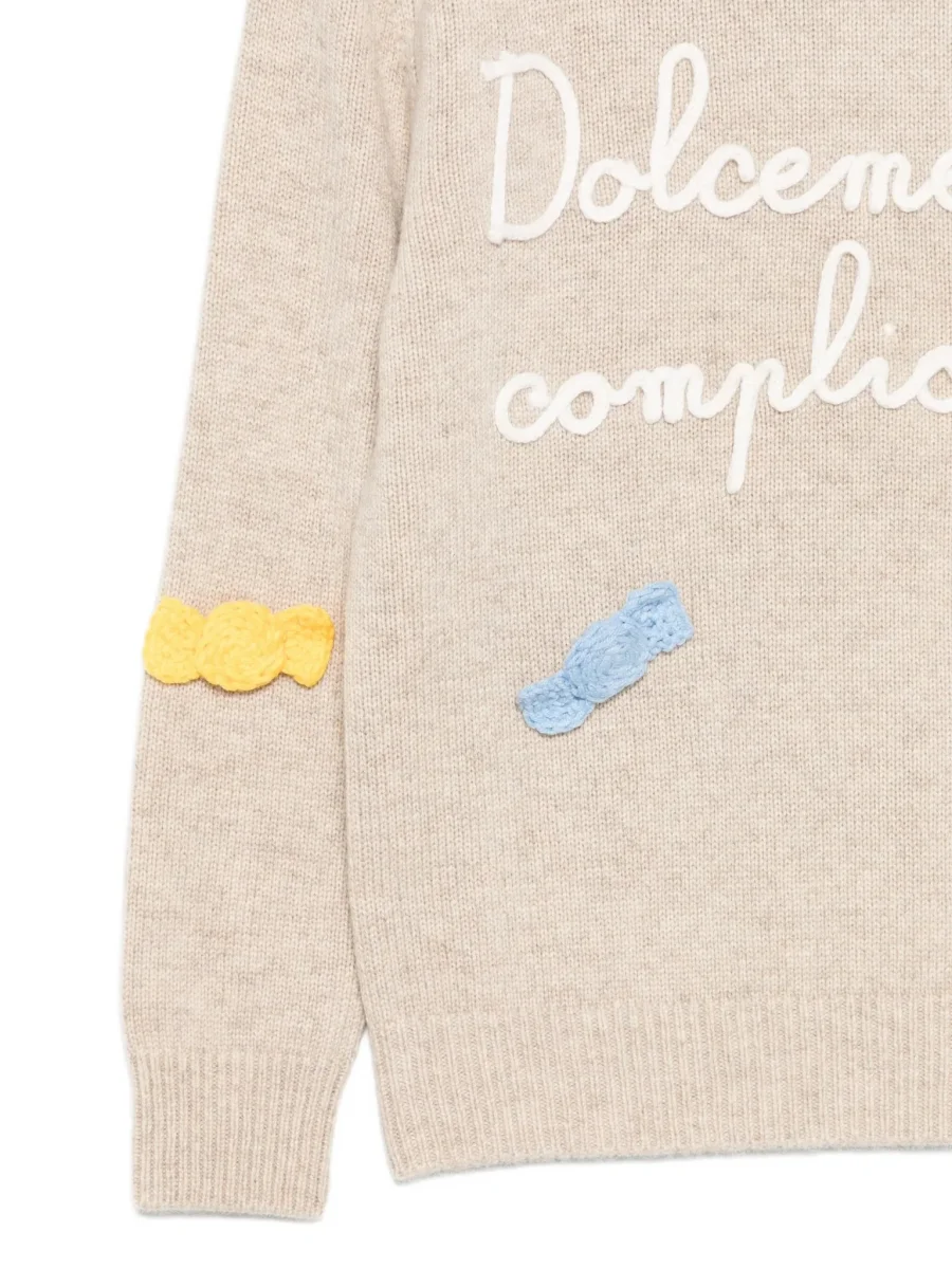 MAGLIONE BEIGE CHIARO IN RICAMO " DOLCEMENTE COMPLICATA" MC2 SAINT BARTH - immagine 4