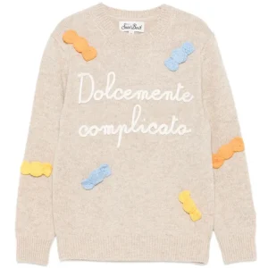 MAGLIONE BEIGE CHIARO IN RICAMO " DOLCEMENTE COMPLICATA" MC2 SAINT BARTH
