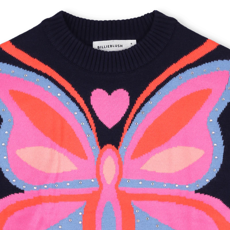 MAGLIONE BLU CON FARFALLA COLORATA BILLIEBLUSH - immagine 4