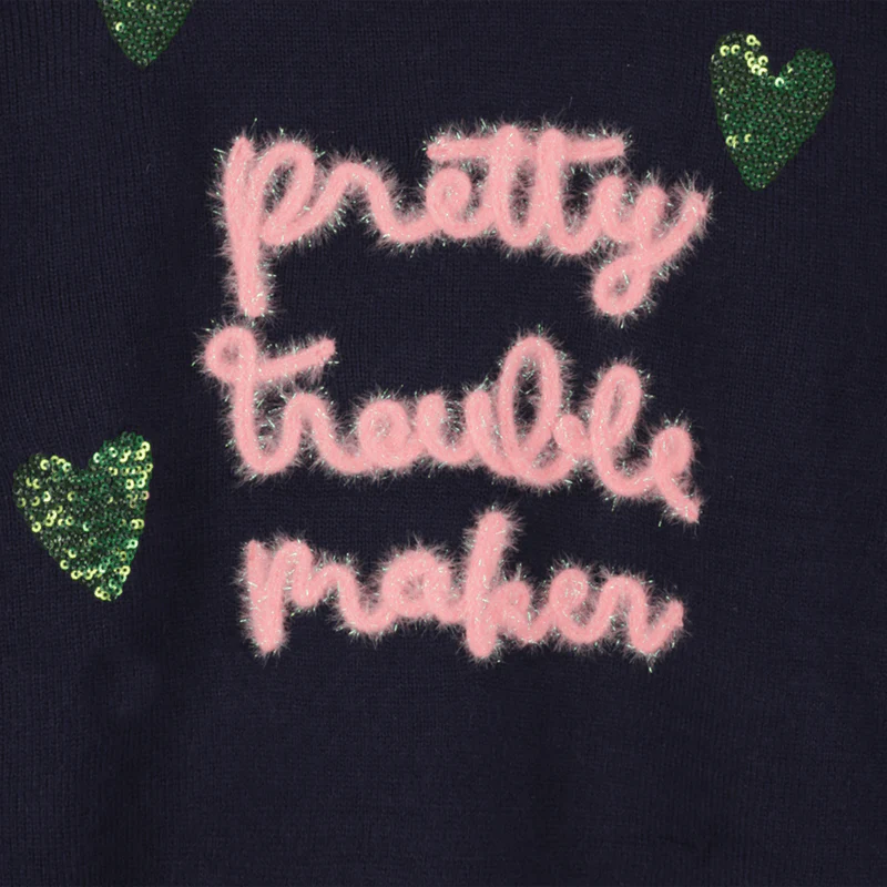 MAGLIONE BLU/FUCSIA CON SCRITTA BILLIEBLUSH - immagine 4