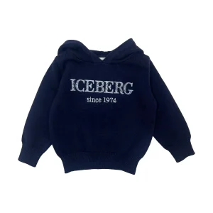 MAGLIONE CON CAPPUCCIO BLU ICEBERG