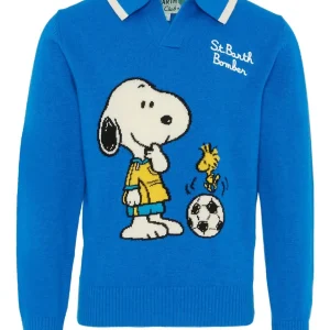 MAGLIONE CON COLLETTO BLU CON SNOOPY MC2 SAINT BARTH