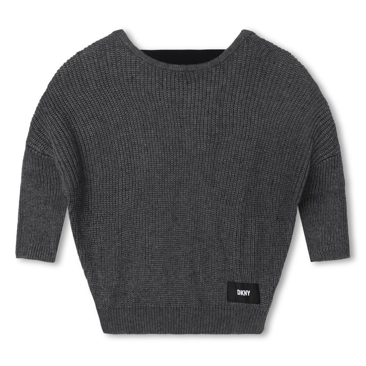 MAGLIONE CON SCOLLO SUL RETRO GRIGIO DKNY - immagine 2