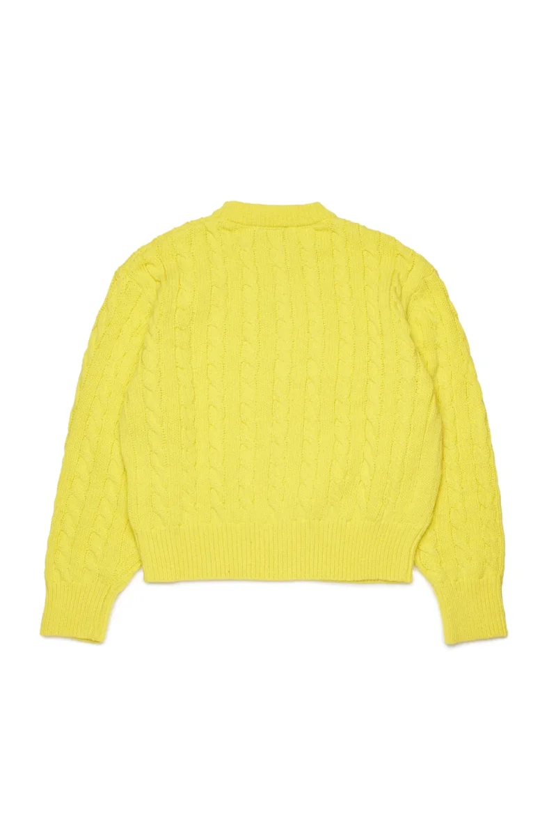 MAGLIONE IN TRECCIATO GIALLO CON TASCA MARRONE CON LOGO DSQUARED2 - immagine 3