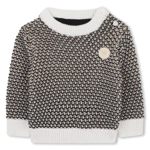 MAGLIONE INTRECCIATO TRICOLORE CON LOGO IN GOMMA HUGO BOSS