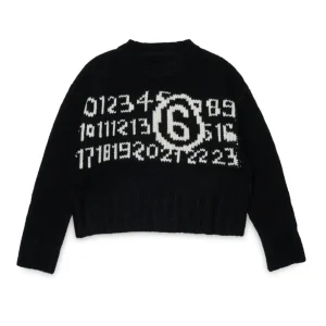 MAGLIONE NERO CON LOGO NUMERICO BIANCO MAISON MARGIELA