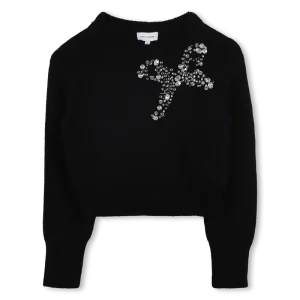 MAGLIONE NERO CON STRASS A FORMA DI FIOCCO MARC JACOBS