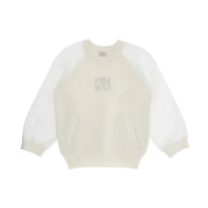 MAGLIONE PANNA CON LOGO IN RICAMO PINKO