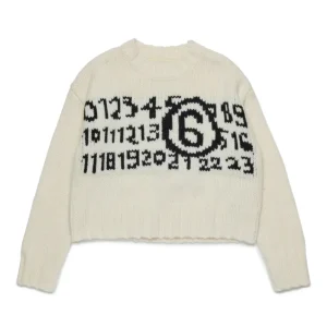 MAGLIONE PANNA CON LOGO NUMERICO MAISON MARGIELA