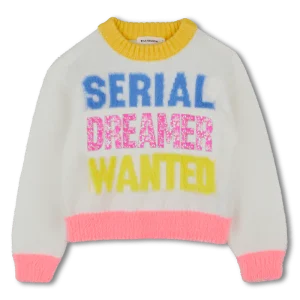 MAGLIONE PANNA/ROSA CON SCRITTE COLORATE BILLIEBLUSH