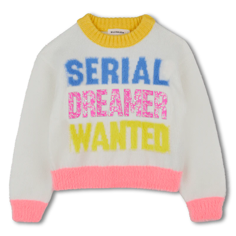 MAGLIONE PANNA/ROSA CON SCRITTE COLORATE BILLIEBLUSH - immagine 2