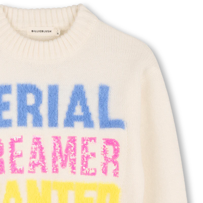 MAGLIONE PANNA/ROSA CON SCRITTE COLORATE BILLIEBLUSH - immagine 4