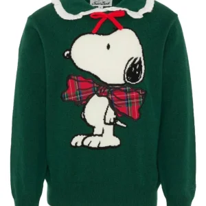 MAGLIONE VERDE CON COLLETTO IN RUCHES SNOOPY MC2 SAINT BARTH
