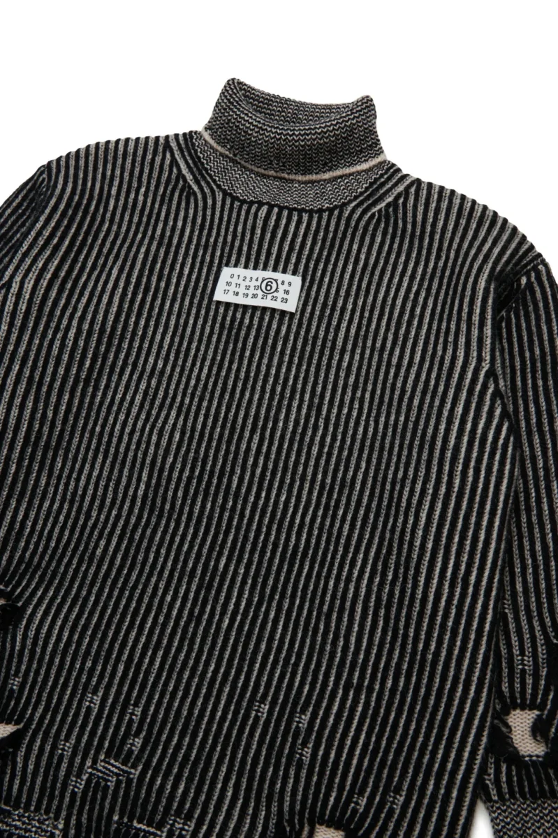 MAXI MAGLIONE IN LANA NERO MAISON MARGIELA - immagine 4