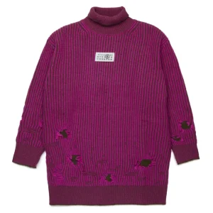 MAXI MAGLIONE IN LANA VIOLA/NERO MAISON MARGIELA