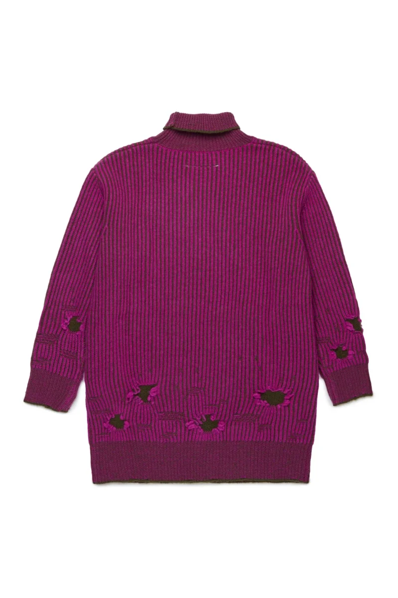 MAXI MAGLIONE IN LANA VIOLA/NERO MAISON MARGIELA - immagine 3