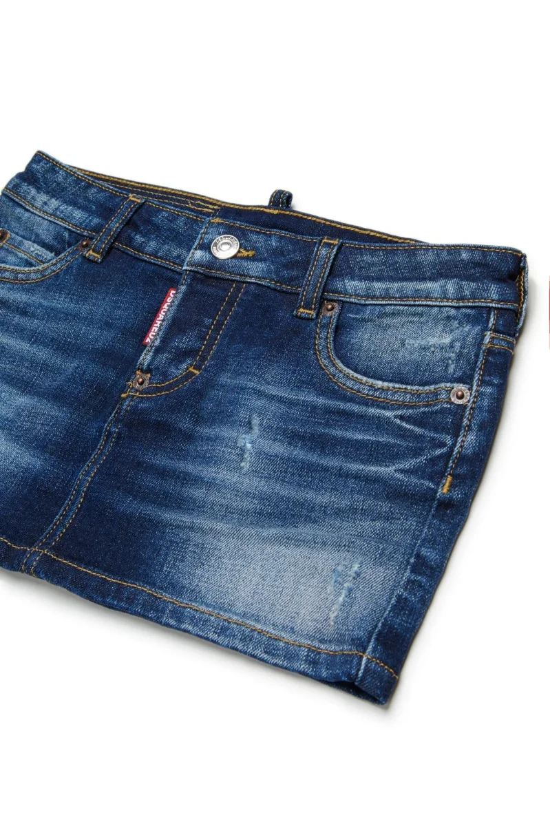 MINIGONNA IN DENIM BLU SCURO DSQUARED2 - immagine 4
