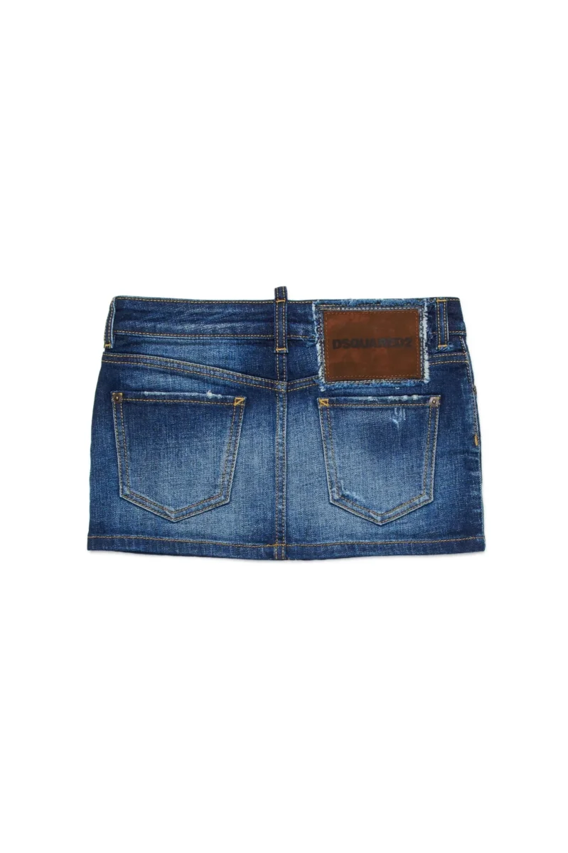 MINIGONNA IN DENIM BLU SCURO DSQUARED2 - immagine 3