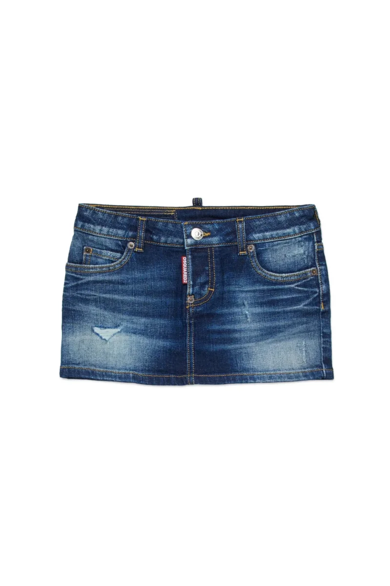 MINIGONNA IN DENIM BLU SCURO DSQUARED2 - immagine 2