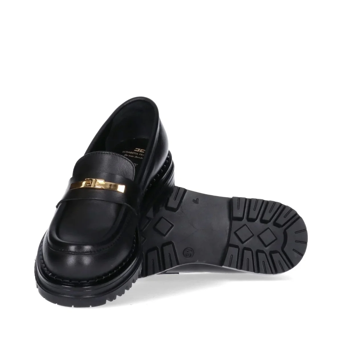 MOCASSINO NERO CON MORSETTO DORATO ELISABETTA FRANCHI - immagine 5