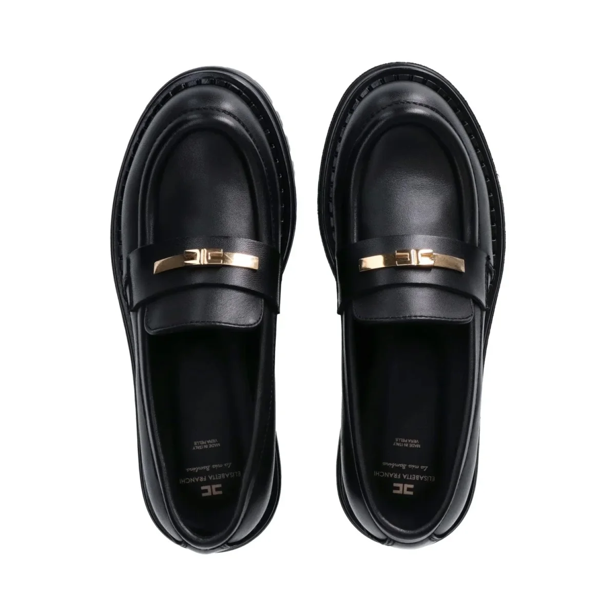 MOCASSINO NERO CON MORSETTO DORATO ELISABETTA FRANCHI - immagine 4