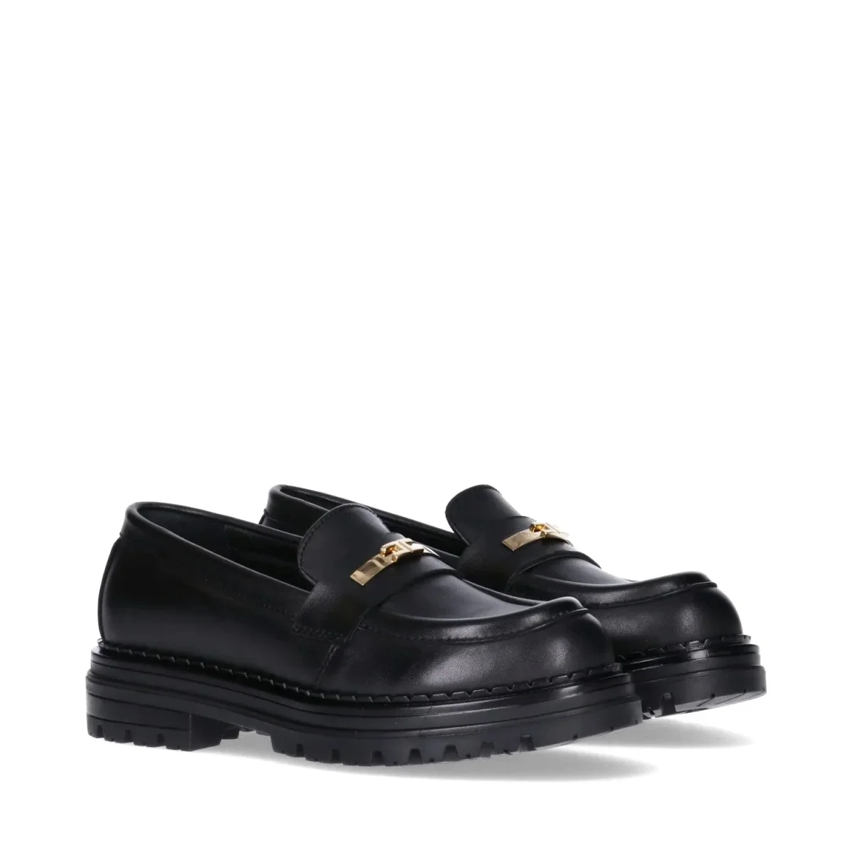 MOCASSINO NERO CON MORSETTO DORATO ELISABETTA FRANCHI