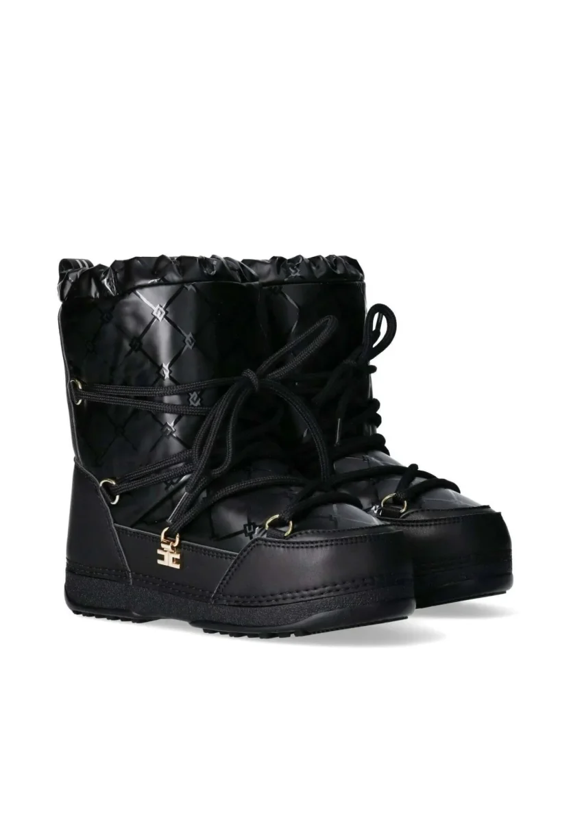 MOON BOOT NERO LOGATO ELISABETTA FRANCHI