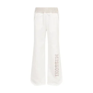 PANTALONE BIANCO A ZAMPA CON LOGO IN STRASS MISSONI
