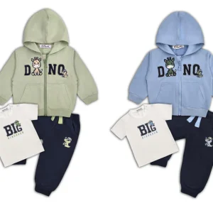 Completino da bambino 3 pezzi con dinosauro