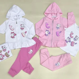 Completino da bambina con gattini