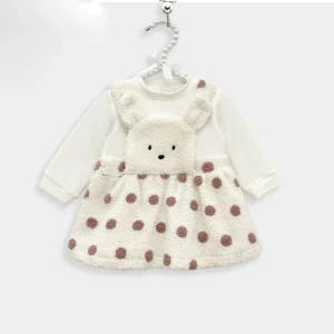 Abito neonata in tessuto teddy con motivo pois