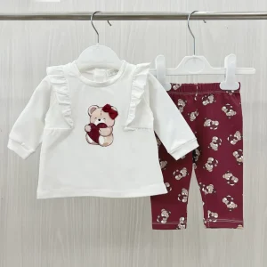 Completo 2 pezzi neonata con stampa orsetto