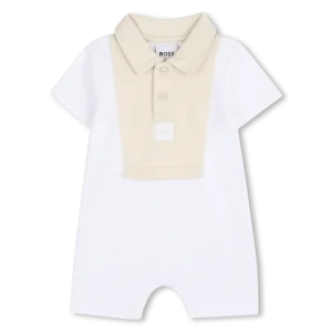 PAGLIACCETTO IN PIQUE' BIANCO CON COLLETTO BEIGE CHIARO CON LOGO BOSS