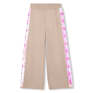 PANTALONE BEIGE CON BANDE LATERALI IN PAILLETTES BILLIEBLUSH