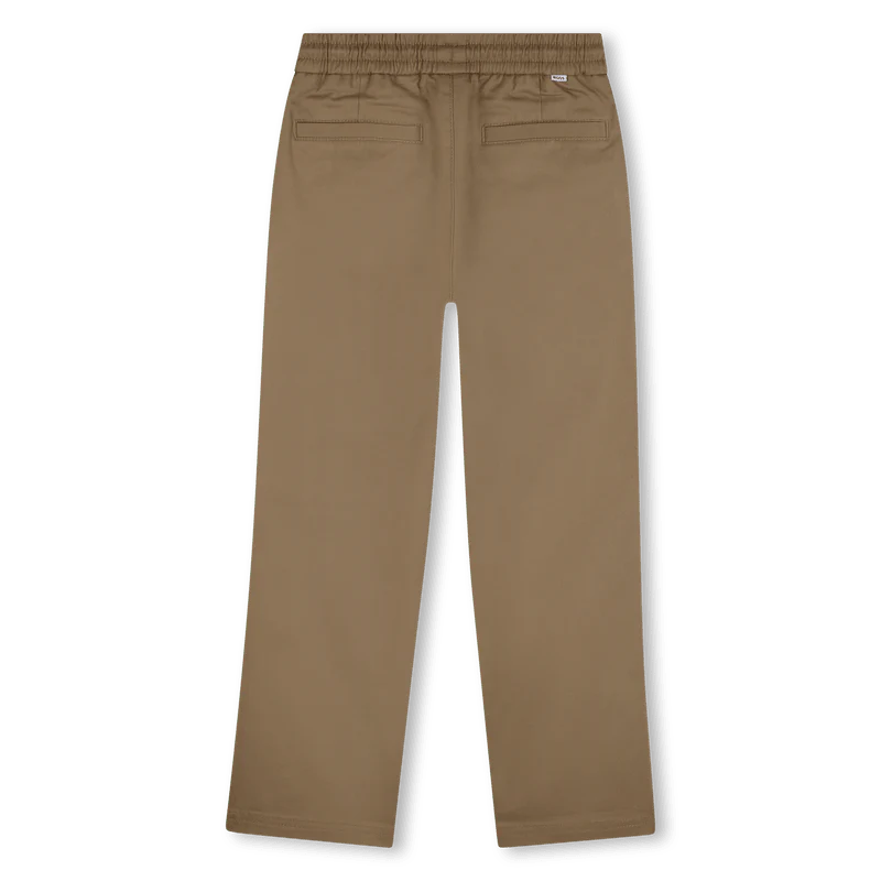 PANTALONE BEIGE SCURO CON TASCONI E CON LOGO IN RILIEVO BOSS - immagine 3