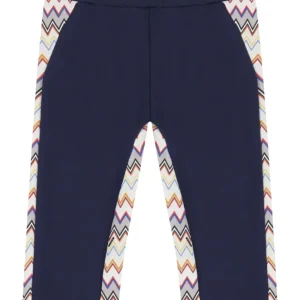 PANTALONE BLU CON FANTASIA A ZIG ZAG MULTICOLORE MISSONI