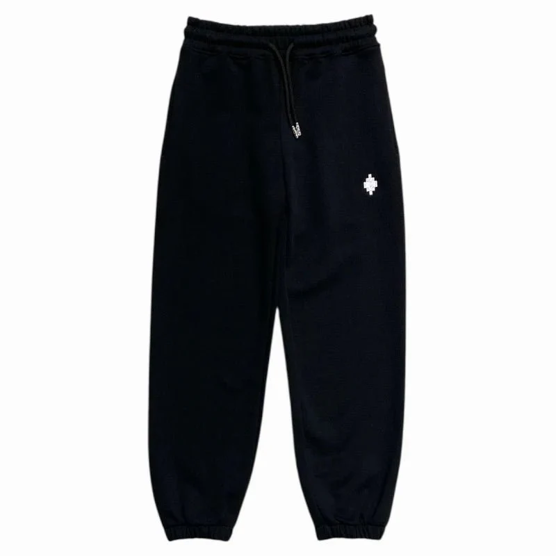 PANTALONE DI TUTA NERO CON LOGO BIANCO MARCELO BURLON