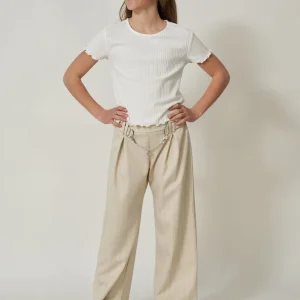 Pantalone gessato con catenina