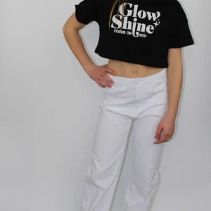 Jeans bianco a gamba larga