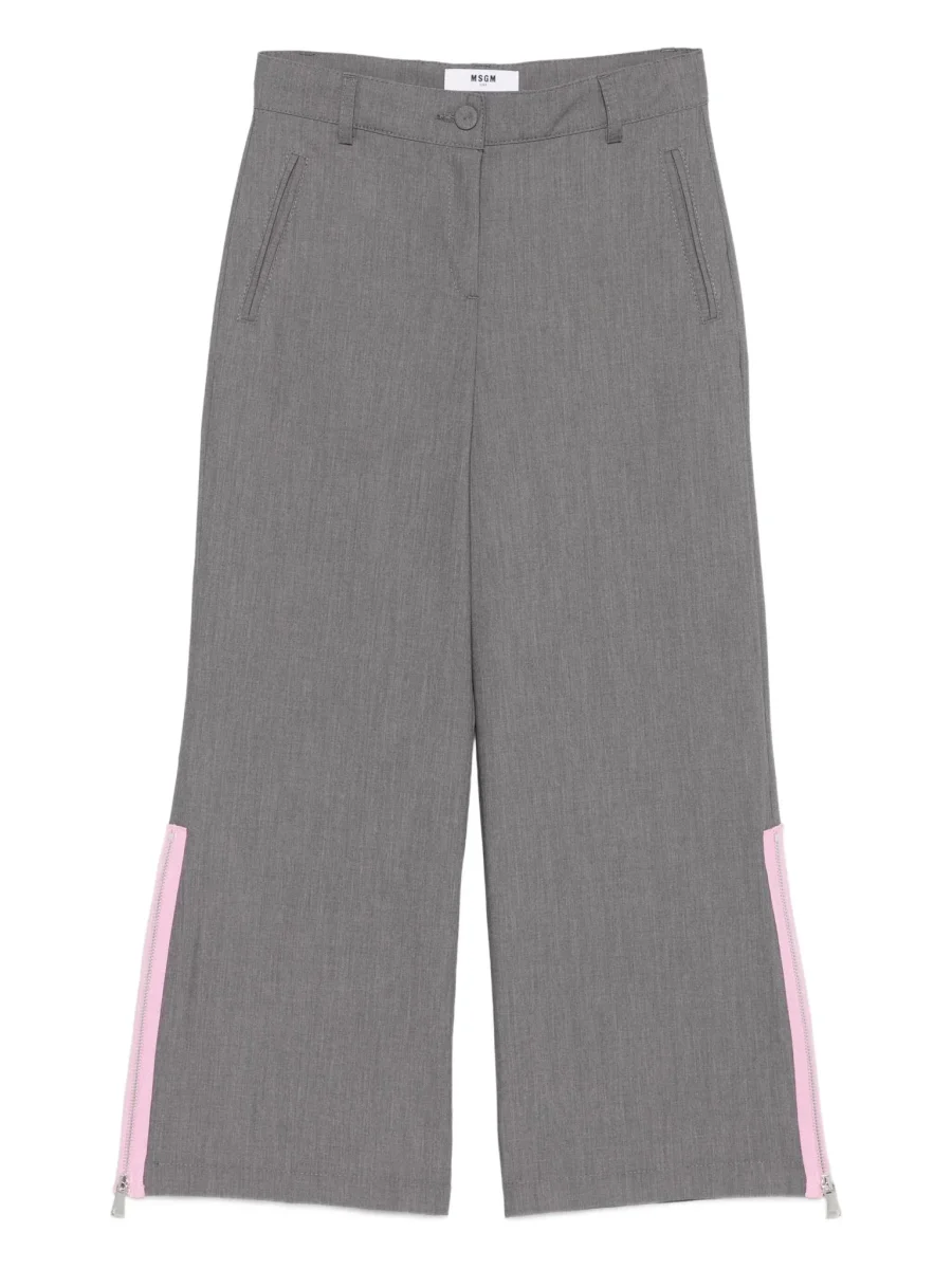 PANTALONE GRIGIO CON ZIP LATERALE ROSA MSGM - immagine 2