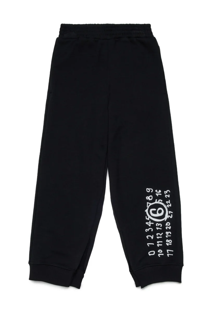 PANTALONE JOGGER NERO CON LOGO BIANCO MAISON MARGIELA - immagine 2