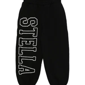 PANTALONE NERO CON LOGO BIANCO STELLA MCCARTNEY