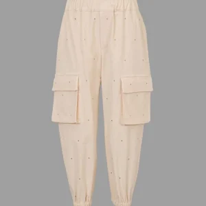 PANTALONE PANNA CON STRASS