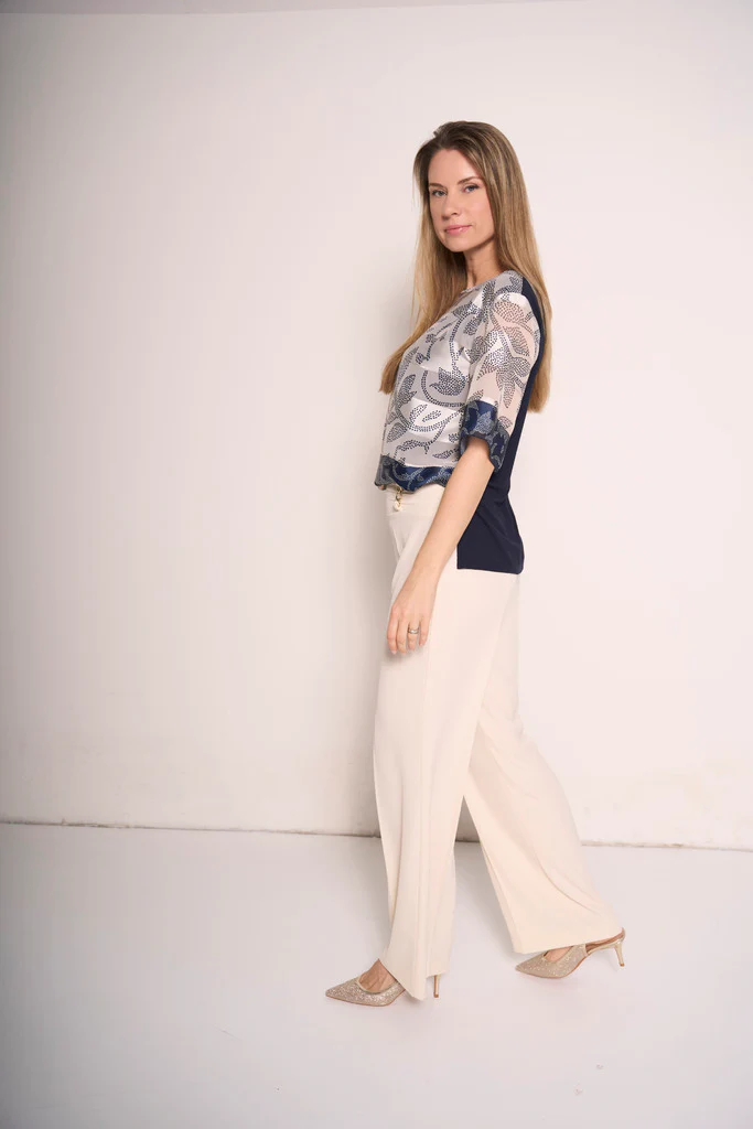 Pantaloni a palazzo con fibbia e zip lato - immagine 3