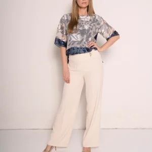 Pantaloni a palazzo con fibbia e zip lato