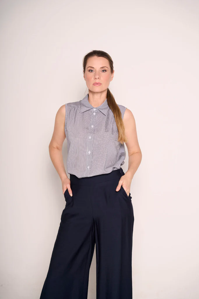 Pantaloni a vita alta con gamba ampia - immagine 4